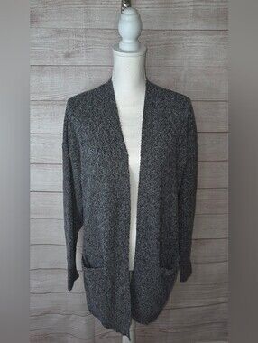 Chloe + Jasmine Open-Front Gray Knit Cardigan Sweater Size XL